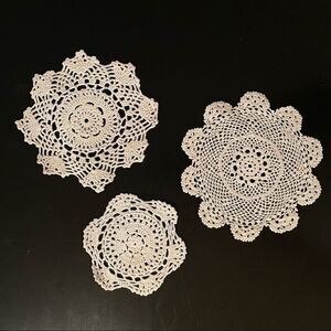 Vintage Trio Set of Round Doilies